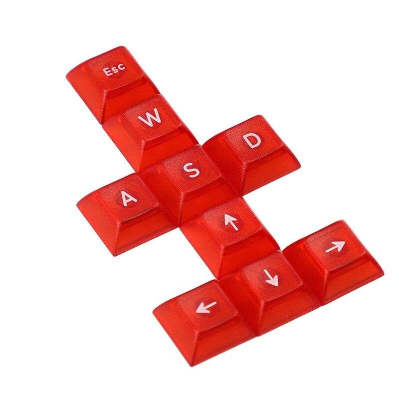 Capuchons de touches WASD Direction ESC 9 pièces, rétro-éclairage Transparent pour clavier mécanique: Red