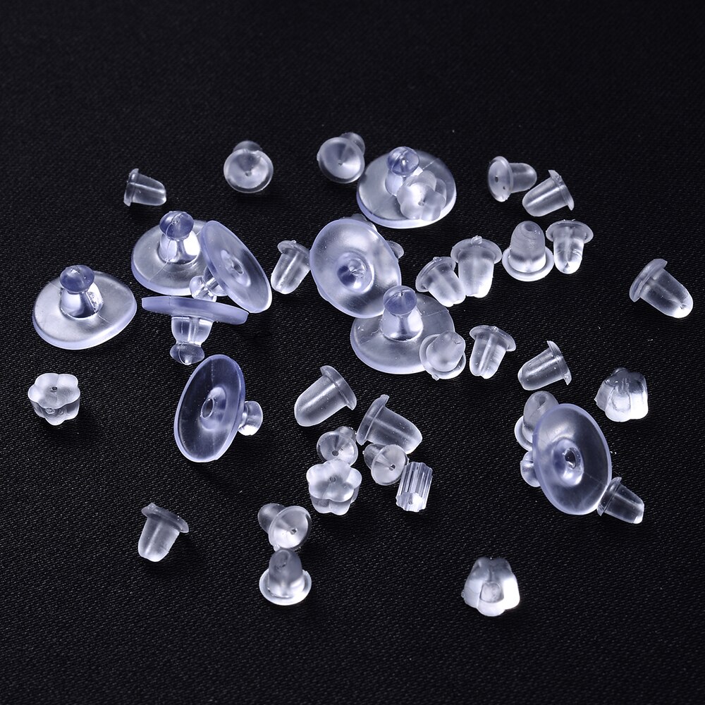 iYOE 500pcs Transparent Soft Silicone Rubber Earring Back Ear Stopper Clasp For Making Earring DIY Jewelry Findings