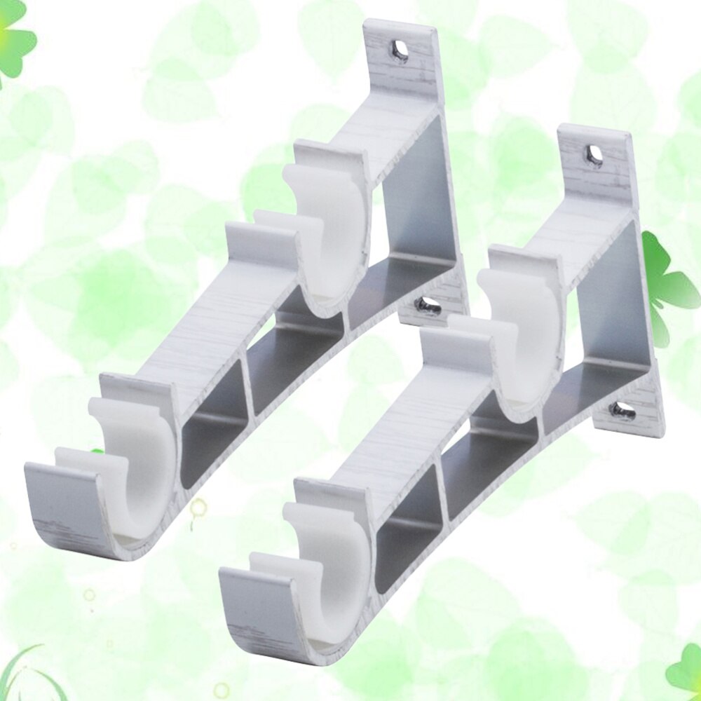 2PCS Curtain Fittings Aluminum Alloy Double Bracket Fish Type Double Code Curtain Rod Bracket