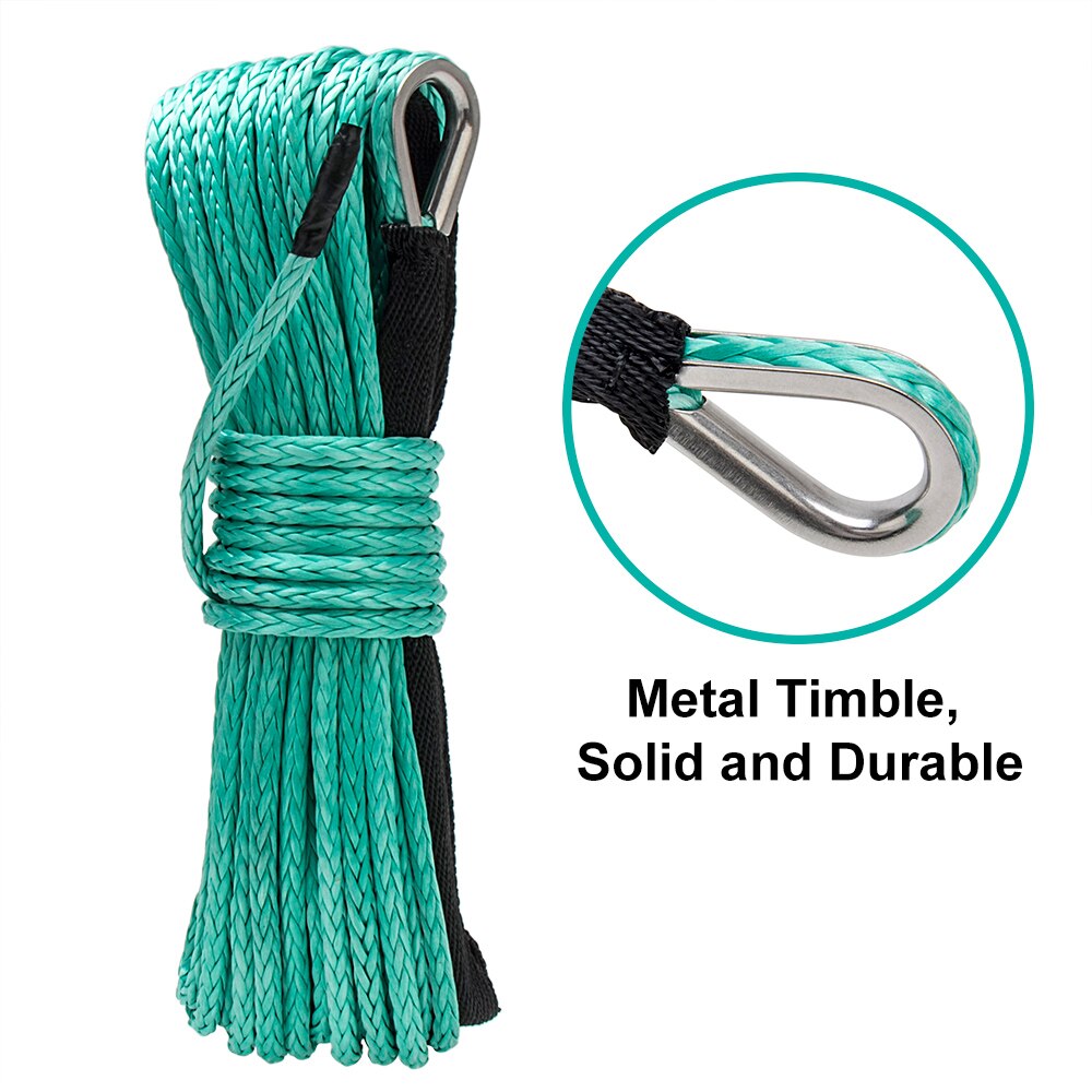 Carbole green synteettinen vinssin köysi köysi 6mm x 15m raskaaseen käyttöön 10000 ibs uhmwpe köysi vaipalla auton tarvikkeet