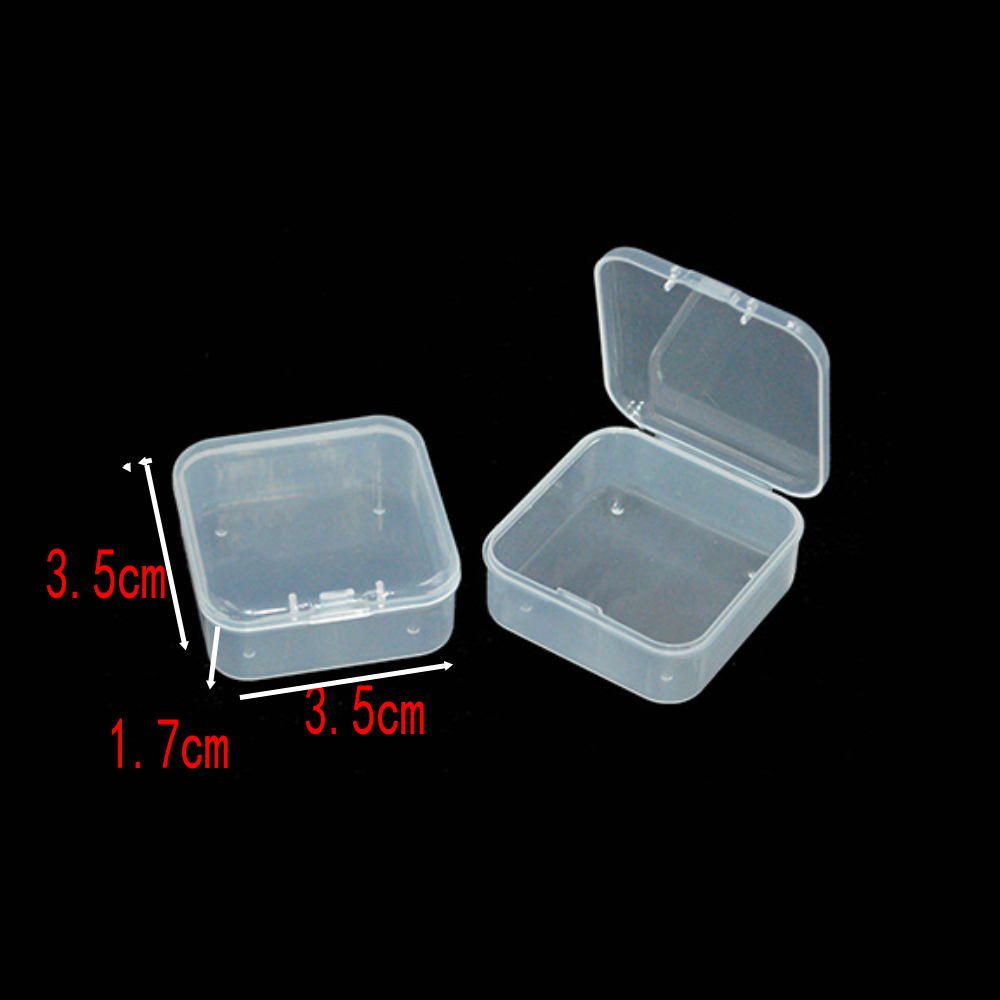 Caja de almacenamiento de PP, Mini contenedor de caja de plástico transparente, caja de embalaje rectangular cuadrada para joyería, cuentas, artículos pequeños, 5 uds./10 Uds.: M / Negro