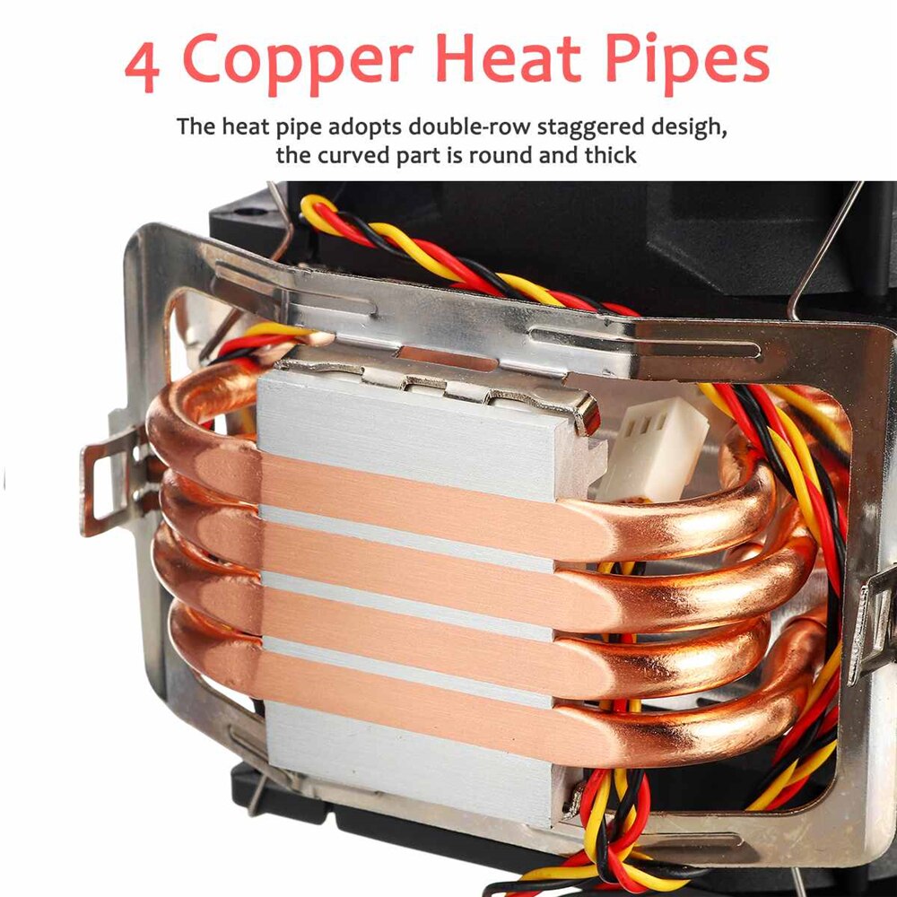 4 Pin 4 Heatpipes Cpu Cooler Cooling Fan Radiator Stille Dual Fan Cooler Heatsink Voor Intel Lga 1150/1151/1155/1156/1366/775 Amd