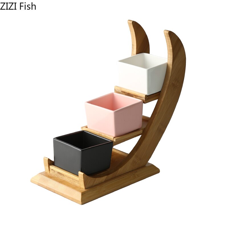 Ceramic Snack Platter Solid Color Dessert Bowl Japanese Taste Dish Home Desktop Dried Fruit Tableware Combination