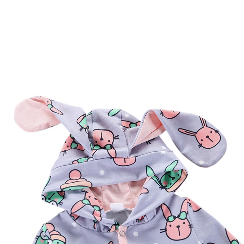 Baby Jongen Meisje Rompertjes Lange Mouwen Hooded Katoen Leuke Cartoon Konijn Oren Outfits Jongens Meisjes Jumpsuit Lente En Herfst