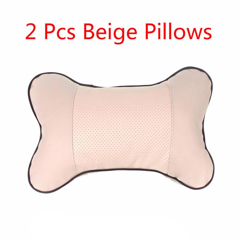 Reposacabezas de algodón con memoria para asiento de coche, cojín Protector de cabeza, accesorios para Interior de coche,: 2 PCS Beige