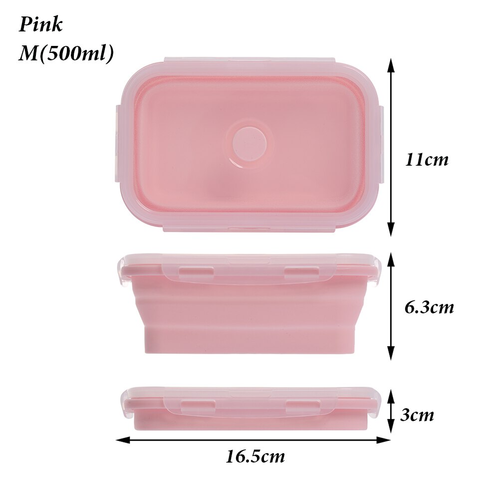 Silicone Folding Lunch Box Rectangle Portable Bowl Food Container Kitchen Picnic Box Eco-Friendly Collapsible Storage Tableware