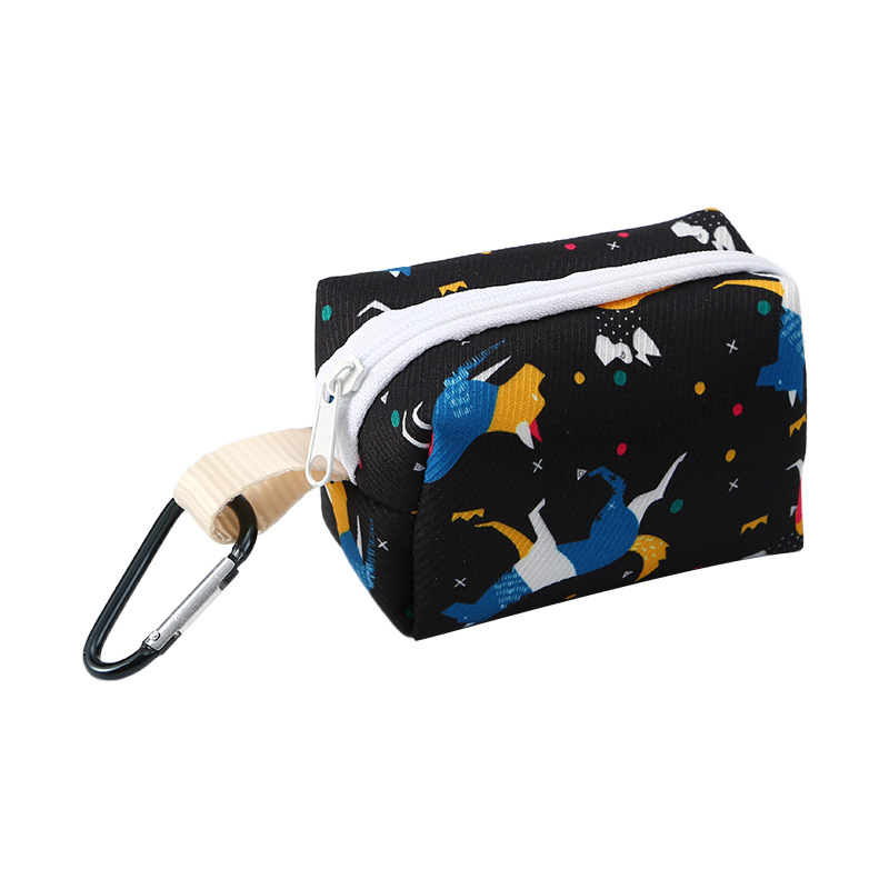 Dog Poop Bag Holder Leash Attachment - Poop Bag Dispenser for Leash -Pet Waste Bag Dispenser Fabric, Dog Bag Dispenser for Dogs: black