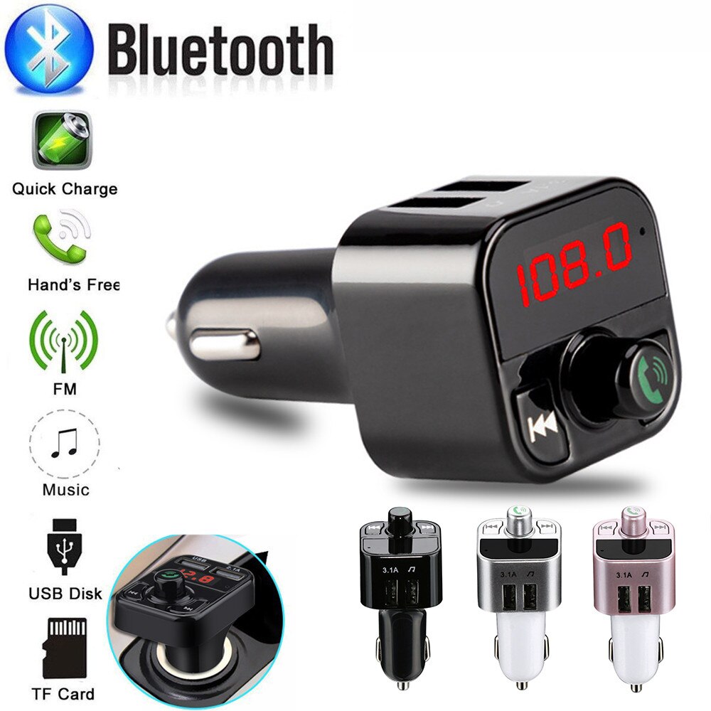 Quick Charge 3.1A Auto Bluetooth Fm-zender Dual Auto Charger Fm Modulator MP3 Speler Auto Sigarettenaansteker Handsfree