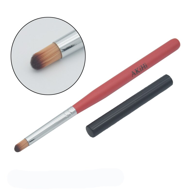 AKiHi-pinceles para pintar uñas, degradado, redondo, con tapa, decoración de uñas