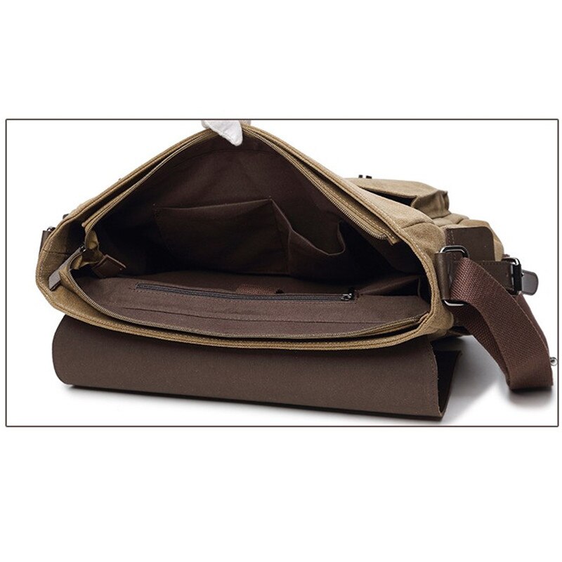 Canvas Handtas Mens Waterdichte Schoudertas Vintage Canvas Lederen Aktetassen 14 "Laptop Messenger Bags Grote P1009