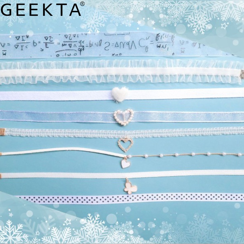 Sommer hjerte blonde choker halskæde hvidt bånd kort kraveben krave til kvinde smykker japan og korea stil