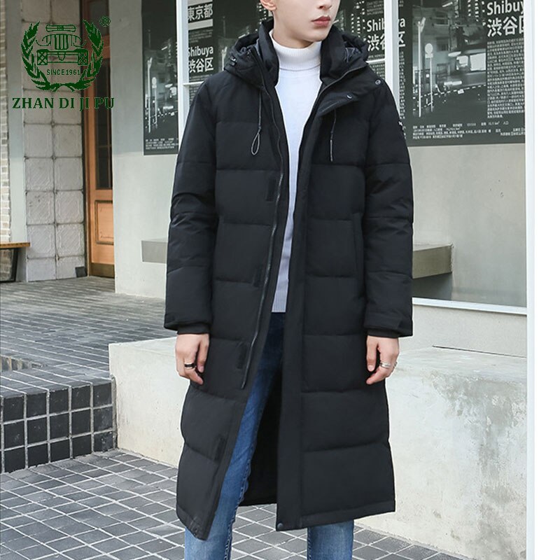 Chaqueta por encima de la rodilla para hombre, abrigos con capucha gruesos y cálidos, informales, a prueba de viento, pareja, chaquetas de pato blancas, Invierno