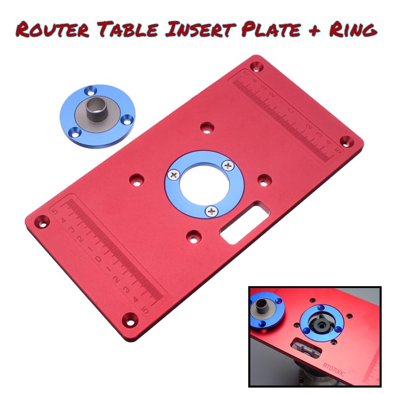 Efficient Red Router Table Plate 700C Aluminum Router Table Insert Plate for Woodworking Benches 235mmx120mmx7mm