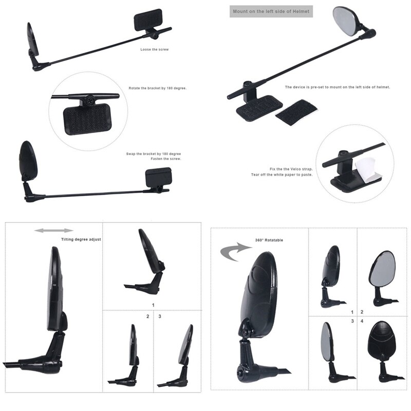 Uniwersalny kask rowerowy lustro regulowany MTB Droga rowerowy kask motocyklowy z kryształowym lusterkiem wstecznym