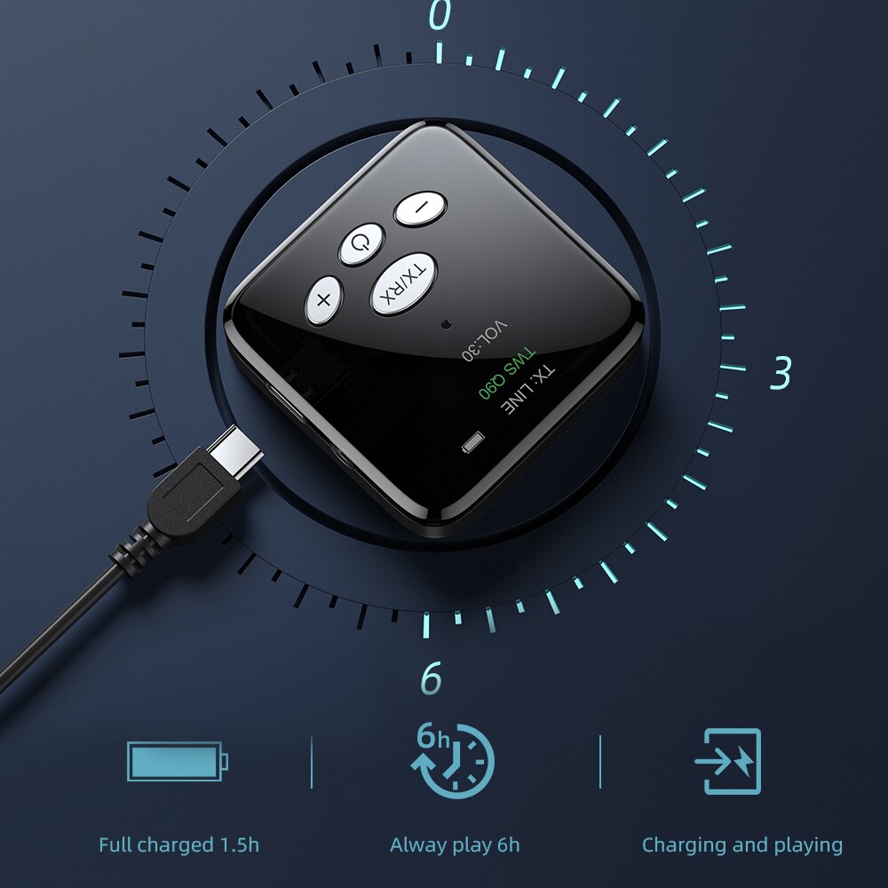 Essager Bluetooth Transmitter Receiver 3.5mm Jack Bluetooth 5.0 Aux Audio Wireless Adapter For PC TV Headphone Car Computer
