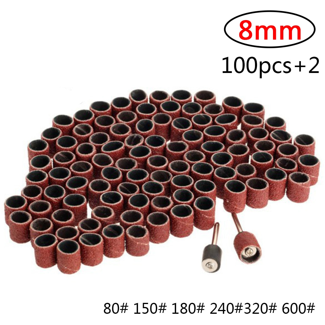 100pcs+2 Drum Sanding Kit Sanding Band 1/8 Inch Sand Mandrels Fit for Dremel Electric Nail Drill Rotary drill sander drimmel kit