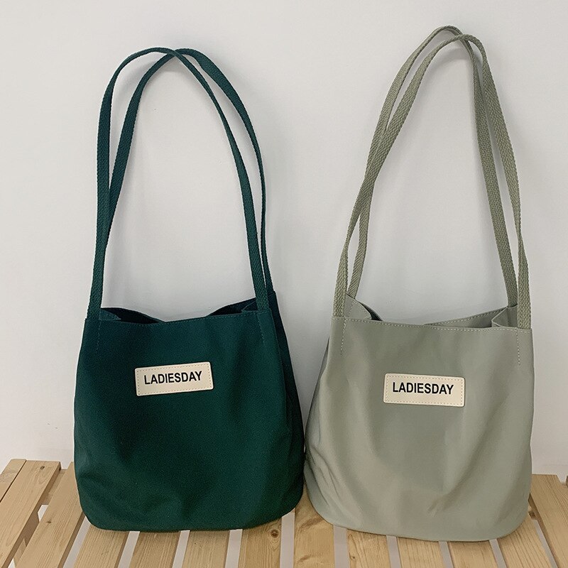 Women Canvas Shoulder Shopper Bag Nylon Waterproof Students Handbags Cotton Cloth Eco Fabric Tote Shopping Bag for Girl