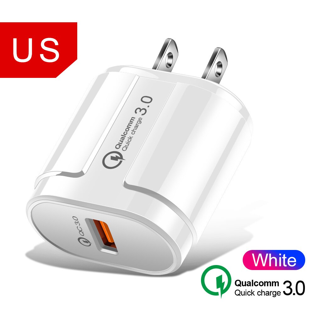 Usb Charger Voor Iphone 11 Xs X 8 7 Plus Snel Opladen Voor Samsung Xiaomi Huawei Wall Charger Usb Adapter mobiele Telefoon Oplader: White US