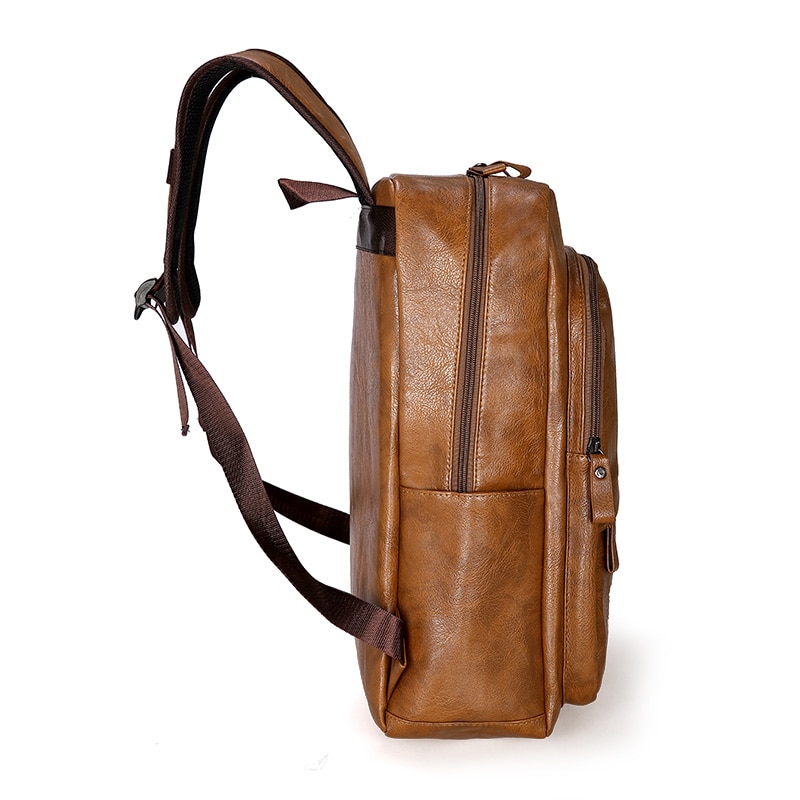 Mochila para hombre, mochila de cuero PU, Mochilas grandes para ordenador portátil, Mochilas masculinas, mochila escolar informal para adolescentes y niños, mochila de