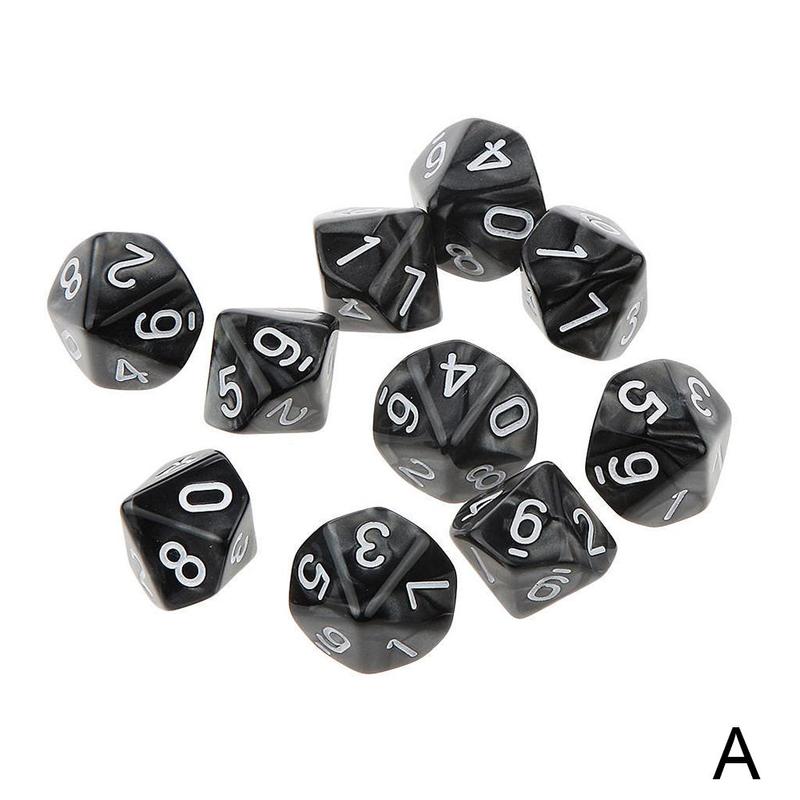 Dados de 12 caras D12, dados poliédricos para familiar, juego de rol, Club D & D, accesorios de acrílico, juego de Pub, E3A0, 10 Uds.: black