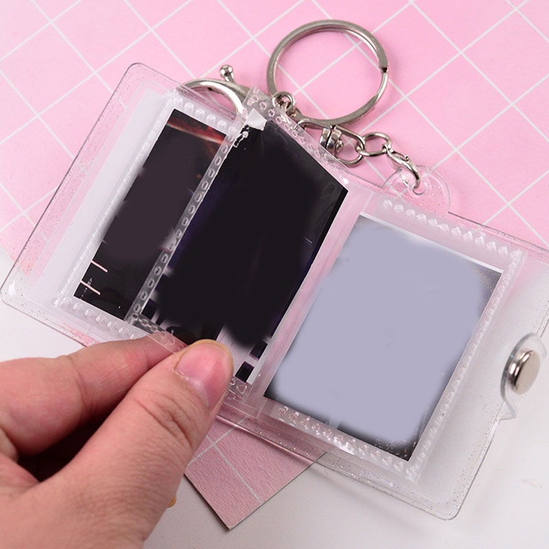 1/2 Inch Photo Album Mini Photo Album with key chain photo Storage Book Mini Retro Photo Album PVC Transparent Shiny Photo Album