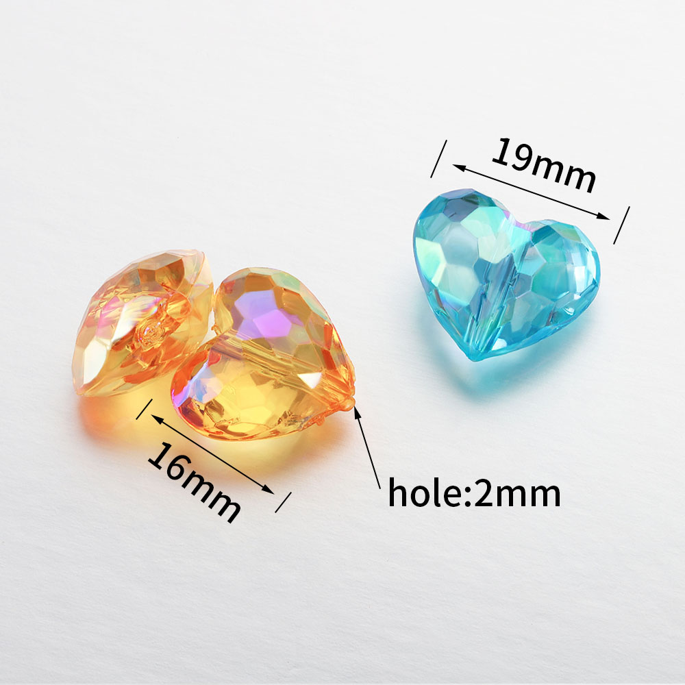 20szt Akrylowe koraliki Love Heart Shiny Mix AB Color Duże kryształowe luźne koraliki dystansowe do naszyjnika Bransoletka Wisiorek Biżuteria