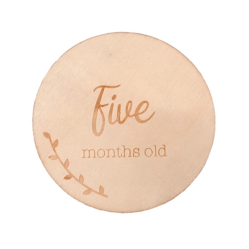40JC-Tarjetas de madera para bebés recién nacidos, tarjetas de grabación de crecimiento mensual: 5