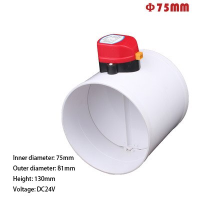 PVC Dämpfer Luft Ventil AC220V DC12V 24V Motorisierte Überprüfen Ventil für 3/4/5/6/8 zoll Rohr 80/100/125/150/200mm: DC24V OD75MM