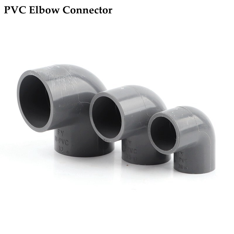 Grey 2pcs 20~90mm PVC Elbow Connector Aquarium Tank Household Tap Adapter Garden Water Connectors Irrigation Water Fittings