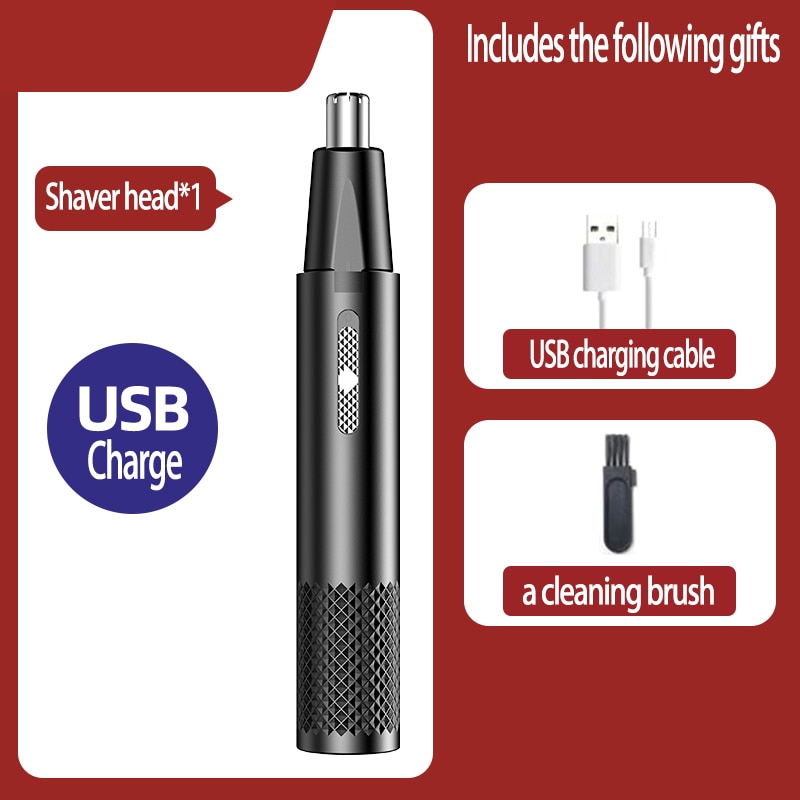 Nez Tondeuse À Cheveux USB De Charge Nouvelle Électrique Portable Hommes Mini Nez Tondeuse À Cheveux: Black