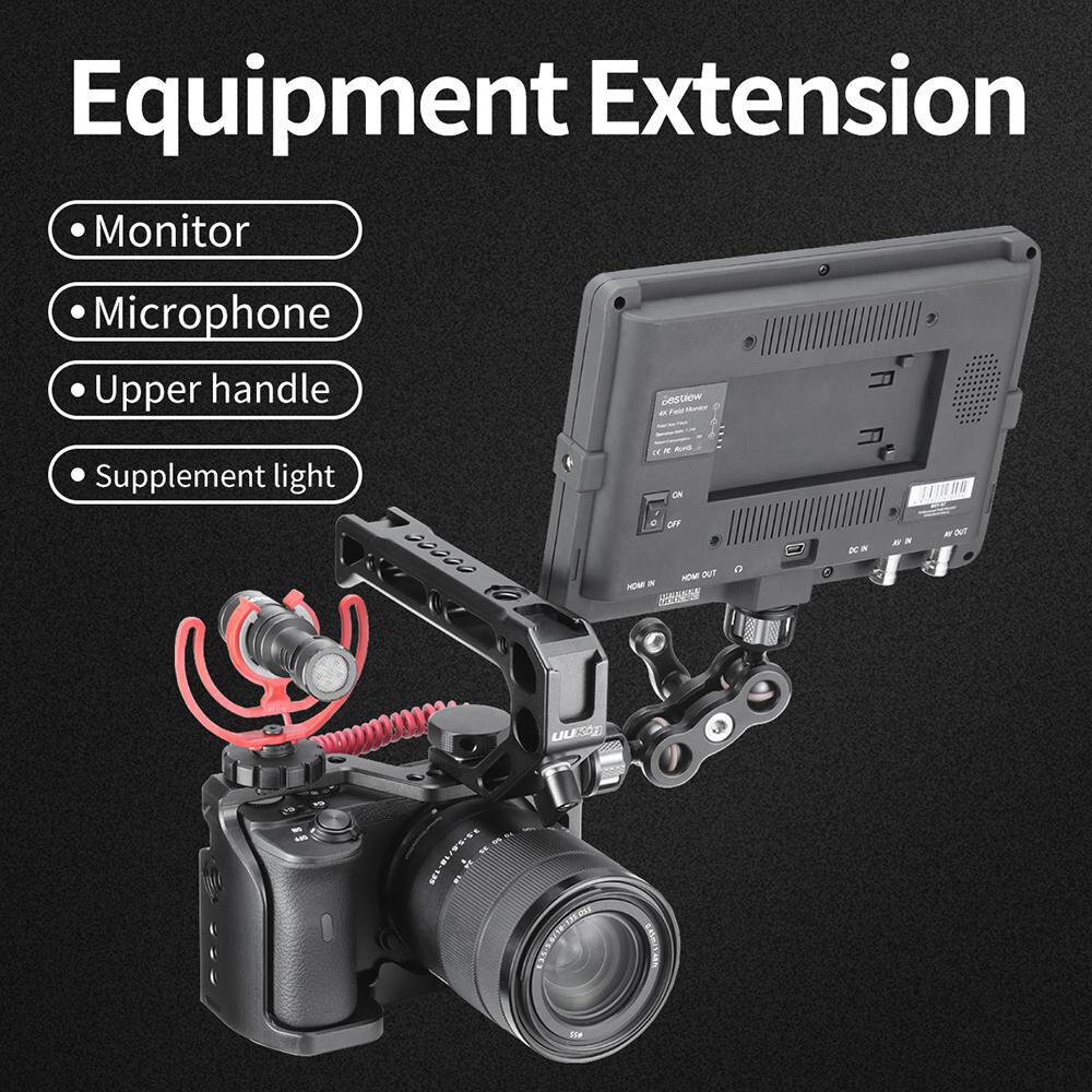 Di alluminio Gabbia Fotocamera per Sony A6600 con 1/4 Filo Foro per superiore maneggiare tenere sotto controllo Mic ah CONDOTTO LA Luce Fredda scarpa montare gabbia di protezione