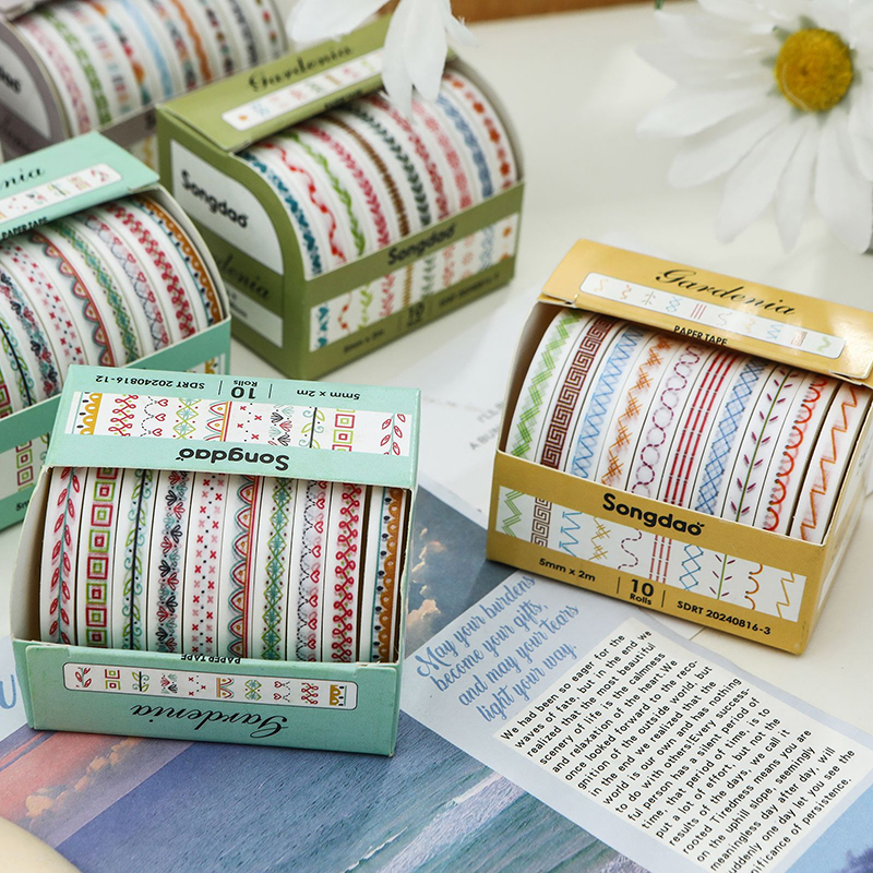 10Rolls Slim Basic Washi Tape Scrapbooking Supplies Washi Tape Set Rainbow Cinta Adhesiva Decorativa Journal Diary Washi Tapes