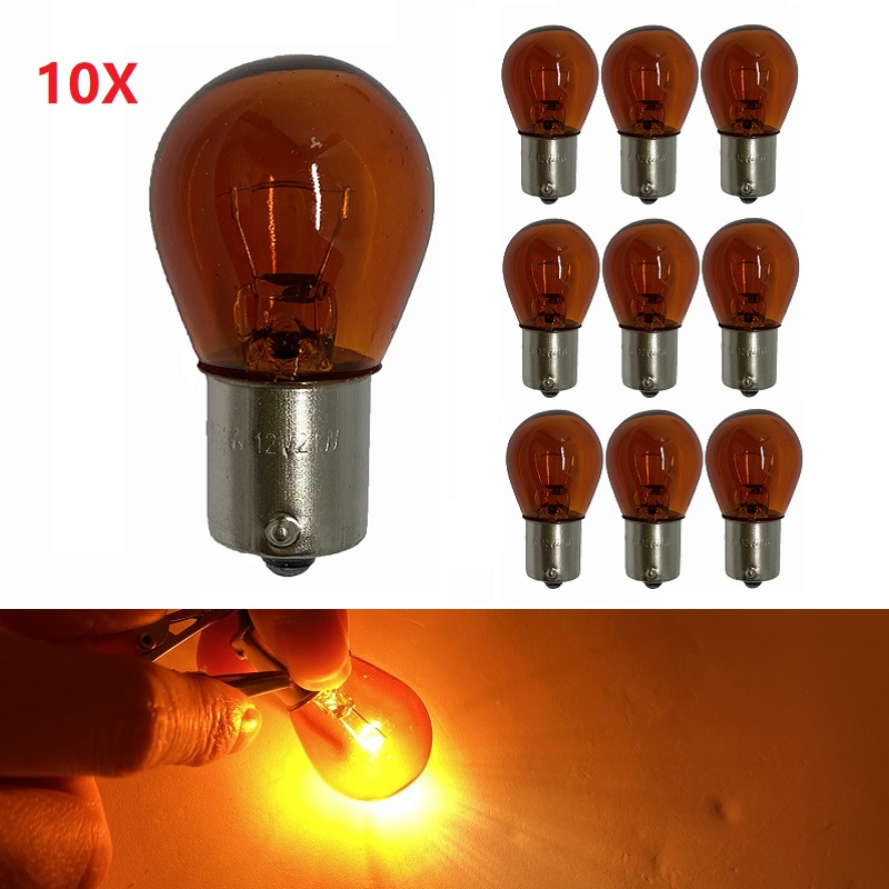 10 Uds 12V 21W 1156 BA15S S25 freno trasero de coche parada luces de marcha atrás bombilla 1157 BAY15D rojo Auto señal de giro bombilla trasera blanco/ámbar: Azul oscuro / 4.300 k