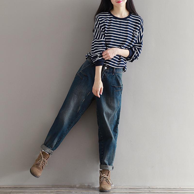 Jean sarouel pour femme, pantalon Denim décontracté, grande taille 3XL, ample, Vintage, style Boyfriend, collection automne hiver: XL