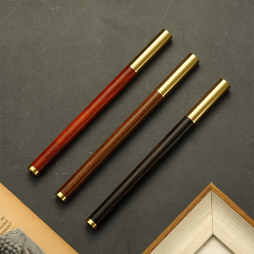 Vintage Houten Balpen 0.5Mm Zwarte Inkt Retro Metalen Pet Gel Pen Briefpapier Gereedschap School Kantoorbenodigdheden