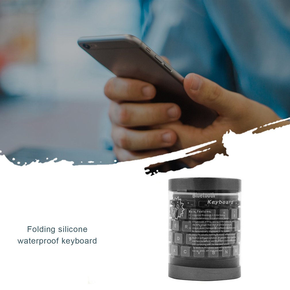 Wireless Bluetooth Keyboard Foldable Roll Up Silent 87key Keypads Soft Silicone Flexible Teclado For PC Huawei Iphone Tablet