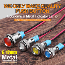 12V 24V 220V with wire red green blue yellow white indicator lamp single lights manufacture for 6mm LED indicator light