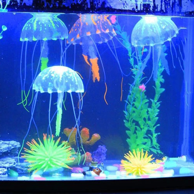 Méduses fluorescentes de Simulation d&#39;aquarium, accessoires de paysage de méduses d&#39;aquarium, ornements de méduses multicolores en option