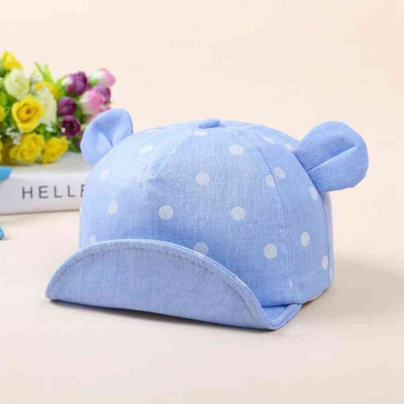 Carino Berretto Da baseball Del bambino con punto Orecchie di proprietà infantile Del bambino Accessori Della Ragazza del Ragazzo Del Cappello Del suola tutto'aperto di Cotone Morbido bambino Del bambino Dei Bambini cap: cielo blu