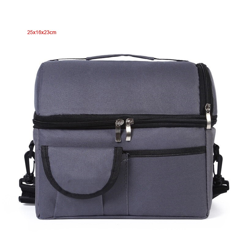 High Capacity Waterproof Lunch Bag Shoulder Crossbody Food Thermal Handbags Adult Kids Outdoor Picnic Storage Pouch Accessory: C Gray