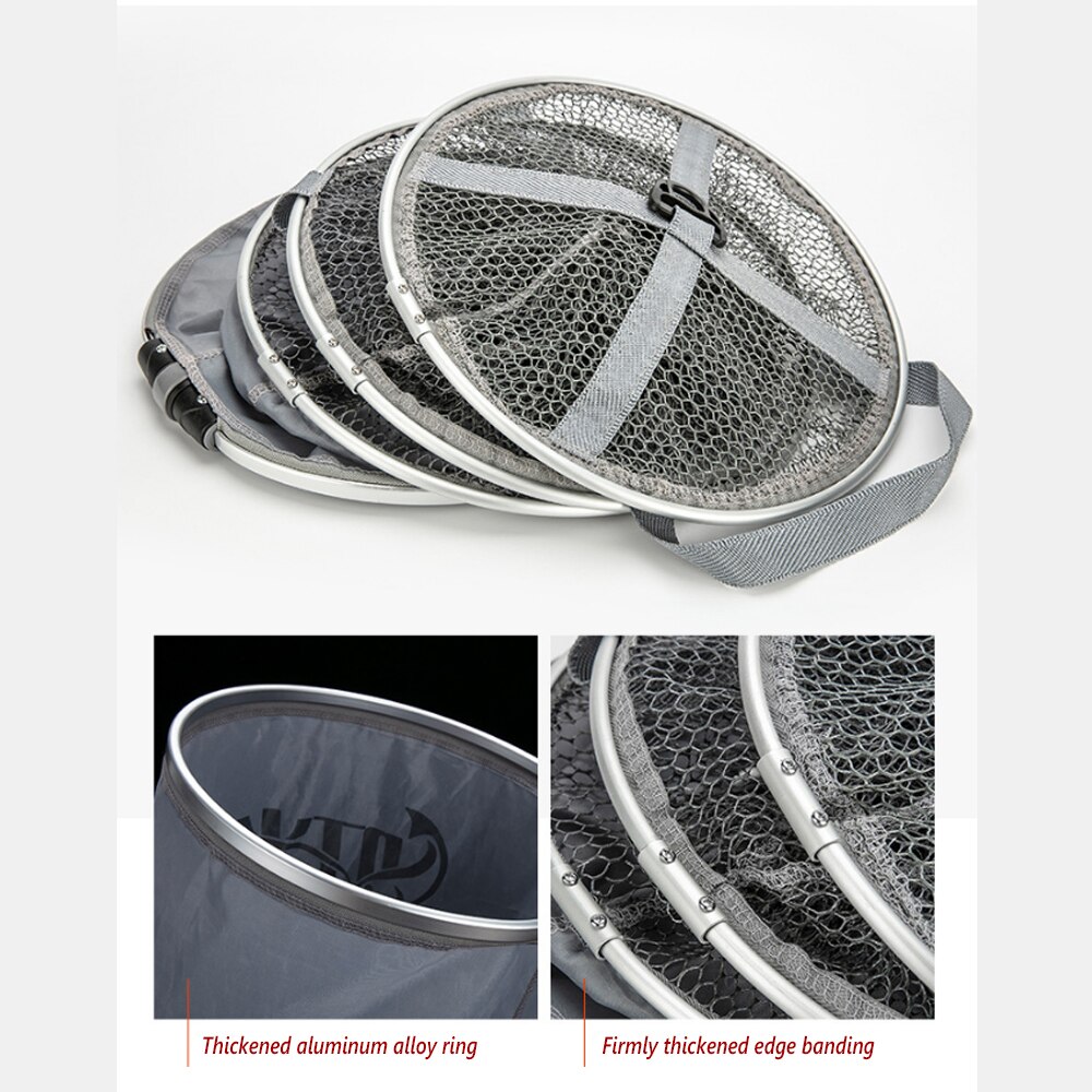 Collapsible Fish Catching Thick Net Trap Portable Fishing Cage Mesh Basket Nylon Stainless Steel Multifunction Accessory X620D