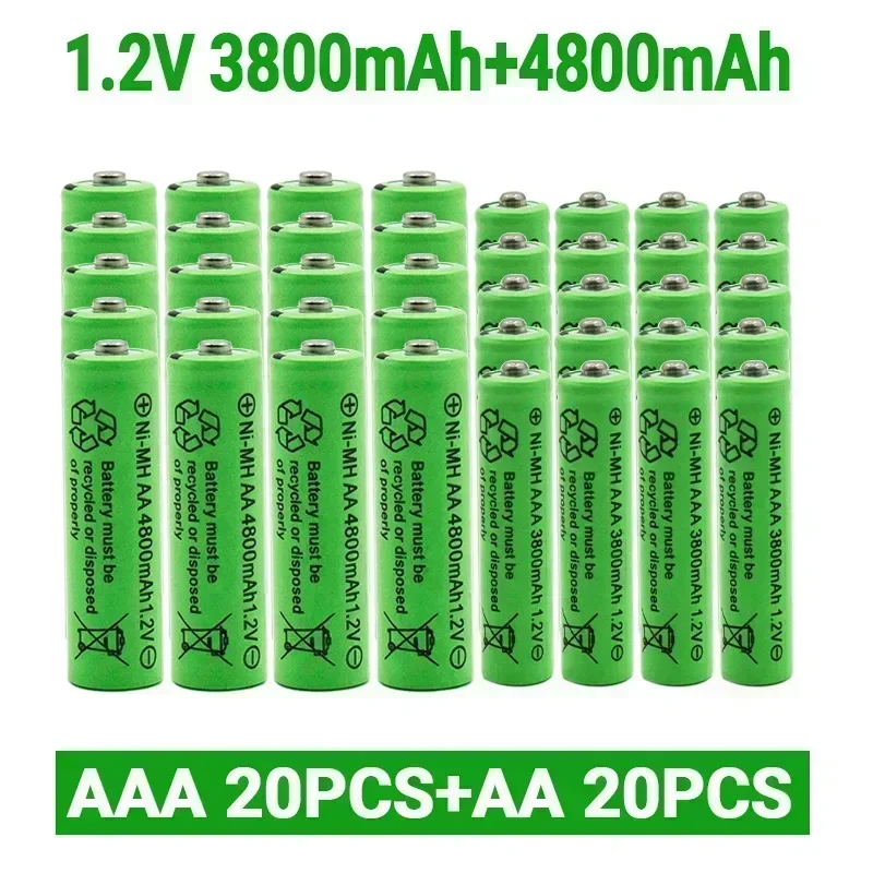 Baterías recargables NI-MH de 1,2 V AA 4800 mAh + batería recargable NI-MH de 1,2 V AAA 3800 MAh: Azul cielo