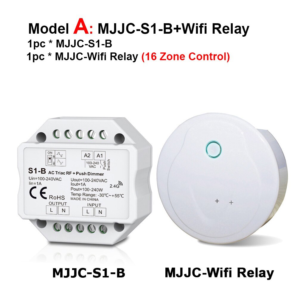 Led Dimmer 220V Ac Triac Dimmer 230V 110V Draadloze Rf Dimbare Push Schakelaar Met 2.4G Afstandsbediening dimmer Voor Led Lamp 220V Lamp S1-B: Model A