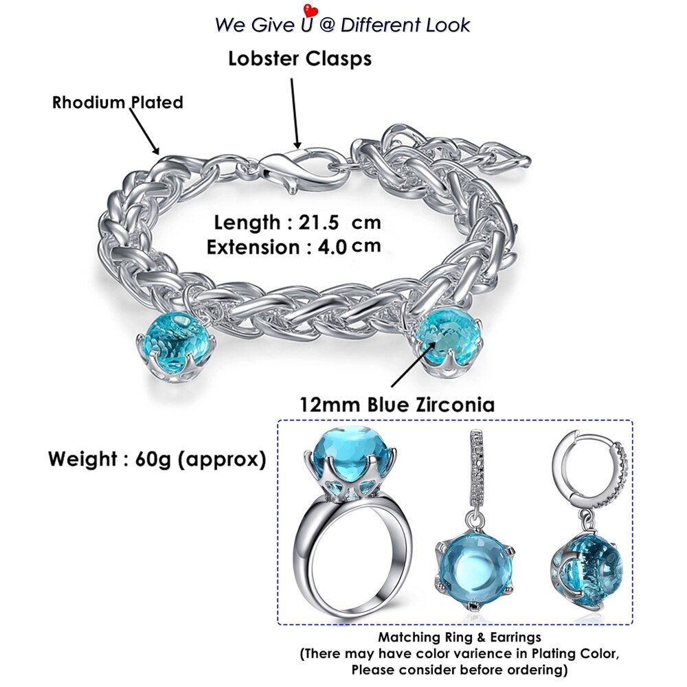 DreamCarnival1989 Bracelet for Women Special Cut CZ Sky Blue Color Stone Jewelry WB1238