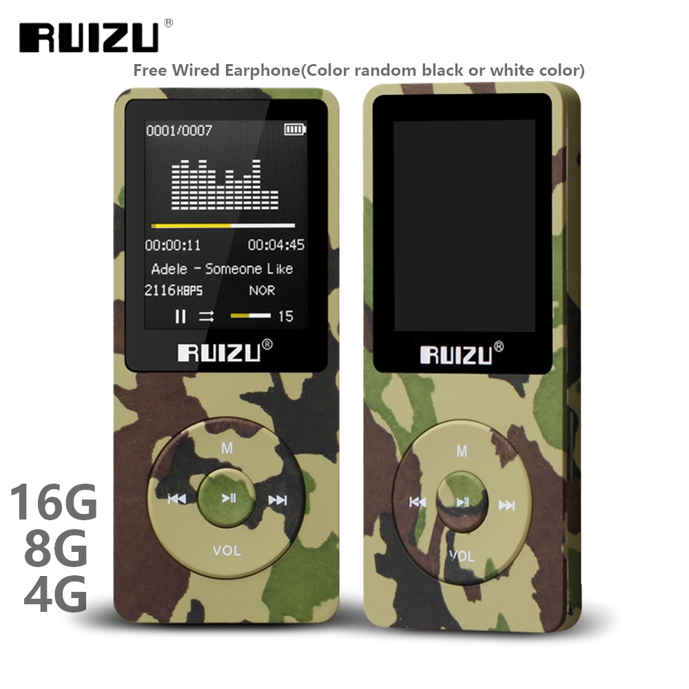 RUIZU X02-reproductor de Mp3 ultradelgado, Usb, 4GB, 8Gb, 16GB, almacenamiento, pantalla de 1,8 pulgadas, 80h, Radio Fm, E-Book, reproductor de música