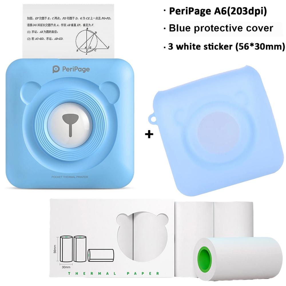 Peripage A6 203/304DPI Photo Printer Bliuetooth Wireless Thermal Printer Paper Sticker Label Printer Paper for Android iOS PC: Set-5