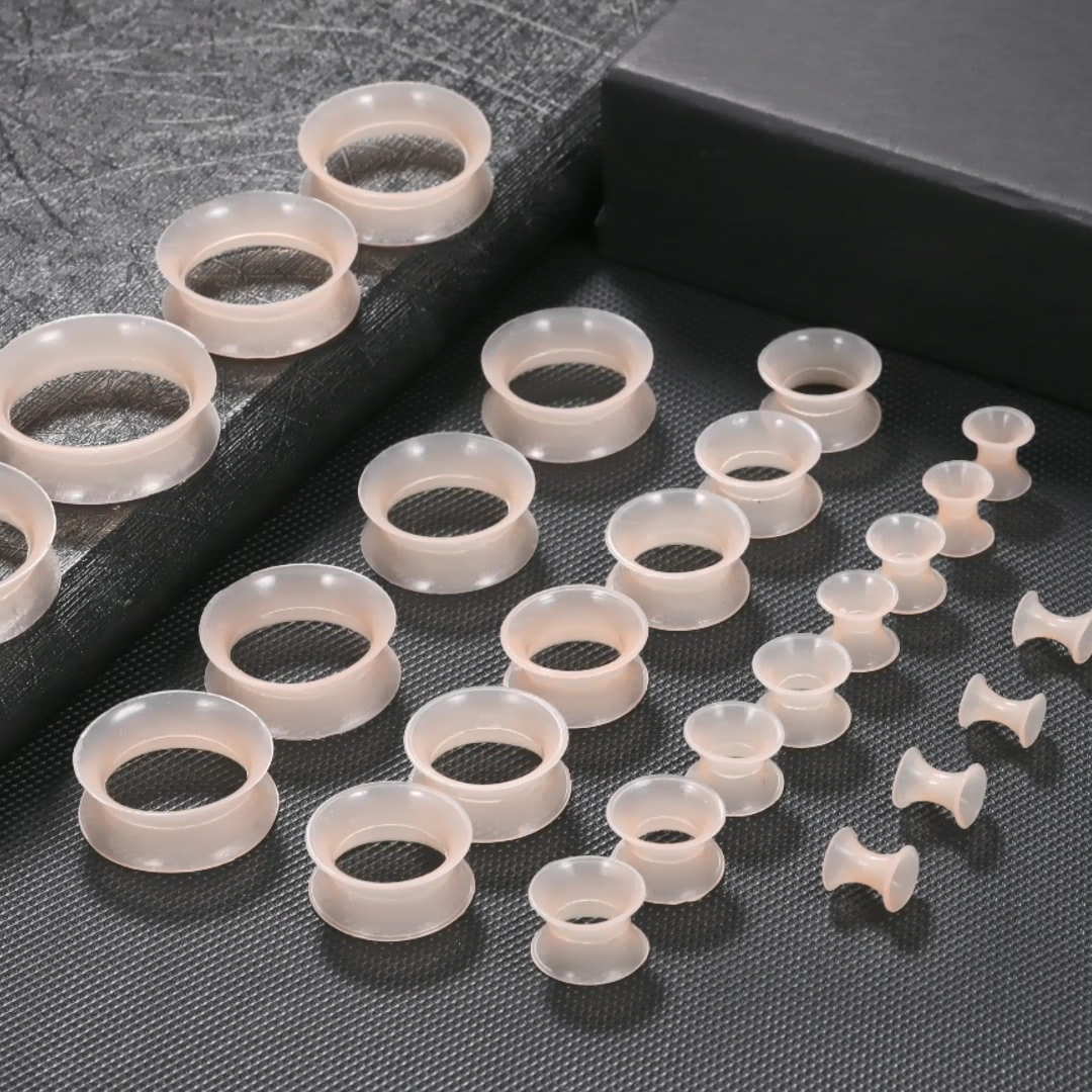 1 paar Siliconen Tunnels en Stekkers Oorbellen 3-22mm Flexibele Double Flared Flesh Oor Gauge Expander Brancards Sieraden piercings