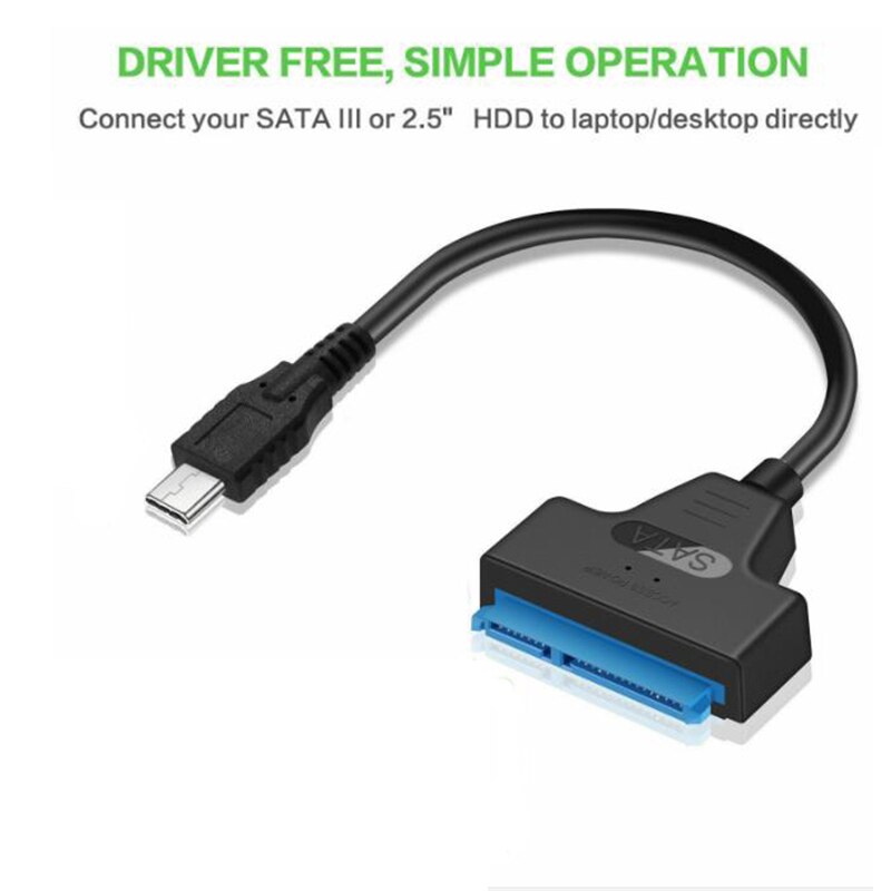 USB 3.1 Type C to SATA III HDD SSD 2.5" Hard Drive Adapter Cable 22-Pin UASP