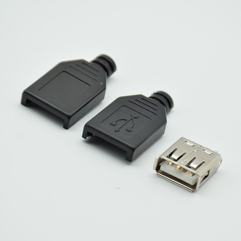 10Pcs/5Pcs Type Een Vrouwelijke Usb 4 Pin Plug Socket Connector Met Zwarte Plastic Cover Drie-stuk Pak Diy