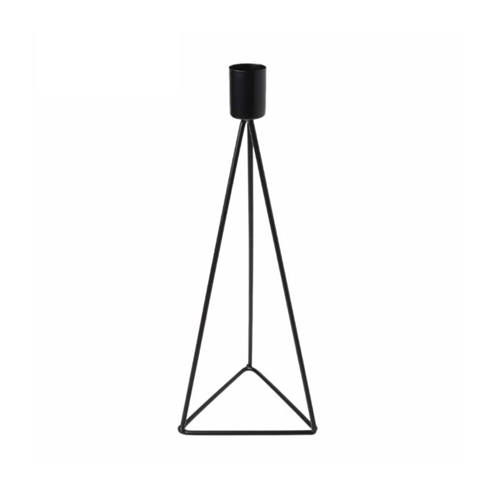 Candelabro triangular geométrico para decoración del hogar, para fiestas, restaurante, romántico, iglesia, estilo nórdico europeo, adorno de hierro, Vintage: Black S